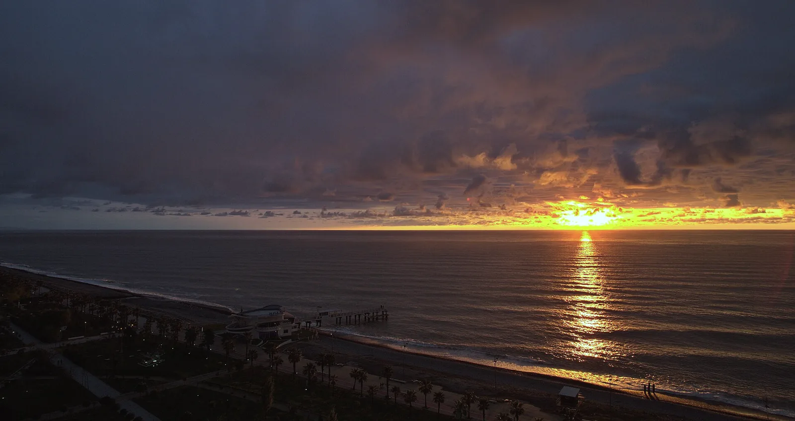 Sunset over the Black Sea at Batumi, Adjara